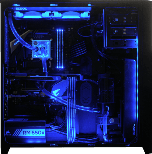 Extrémně výkonný herní počítač laděný do modra s podsvícením